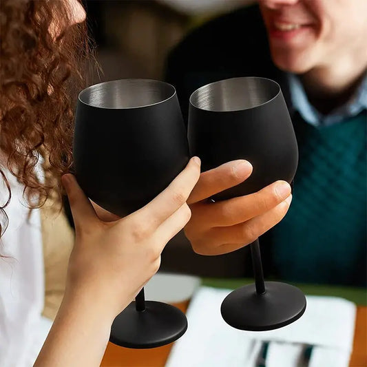 Stainless Steel Black Plated High Stem Wine Glasses