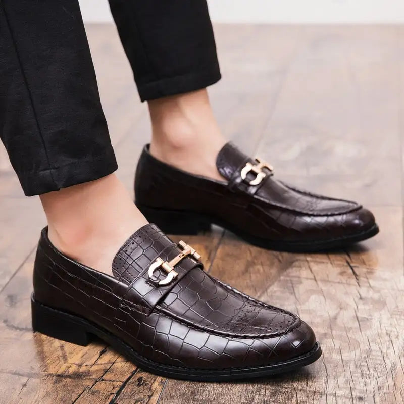 Italian Alligator Print Leather Loafers