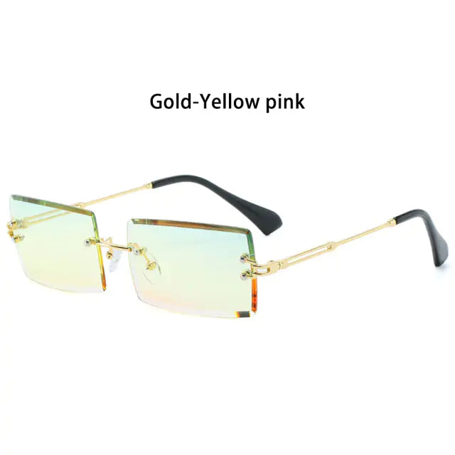 Rimless Small Rectangle Eyewear UV400 Sunglasses