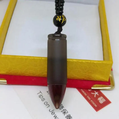 Obsidian Bullet Pendant Necklace