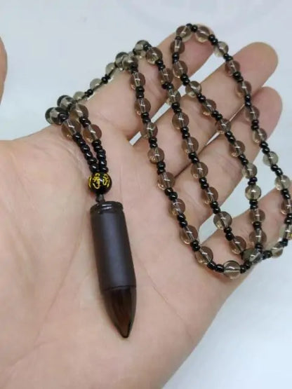 Obsidian Bullet Pendant Necklace