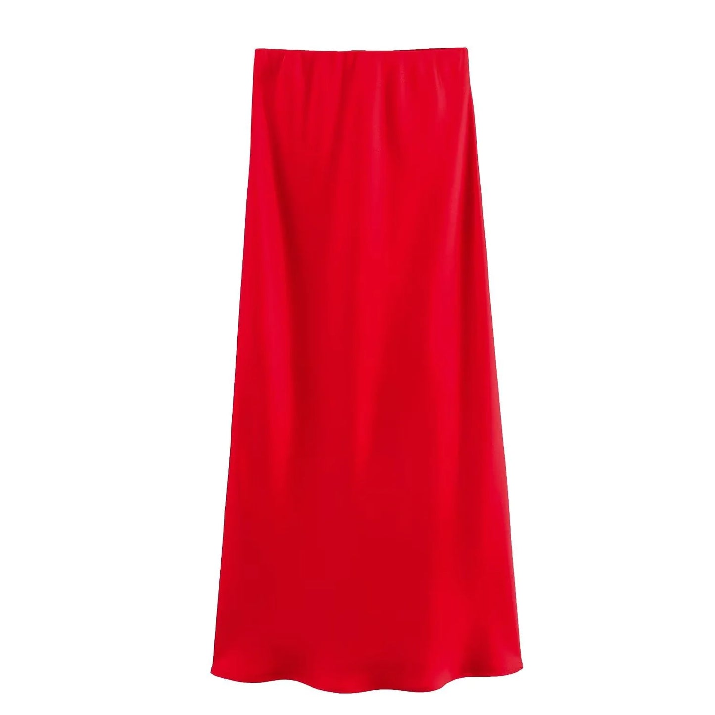 Satin High Waist A-Line Skirts