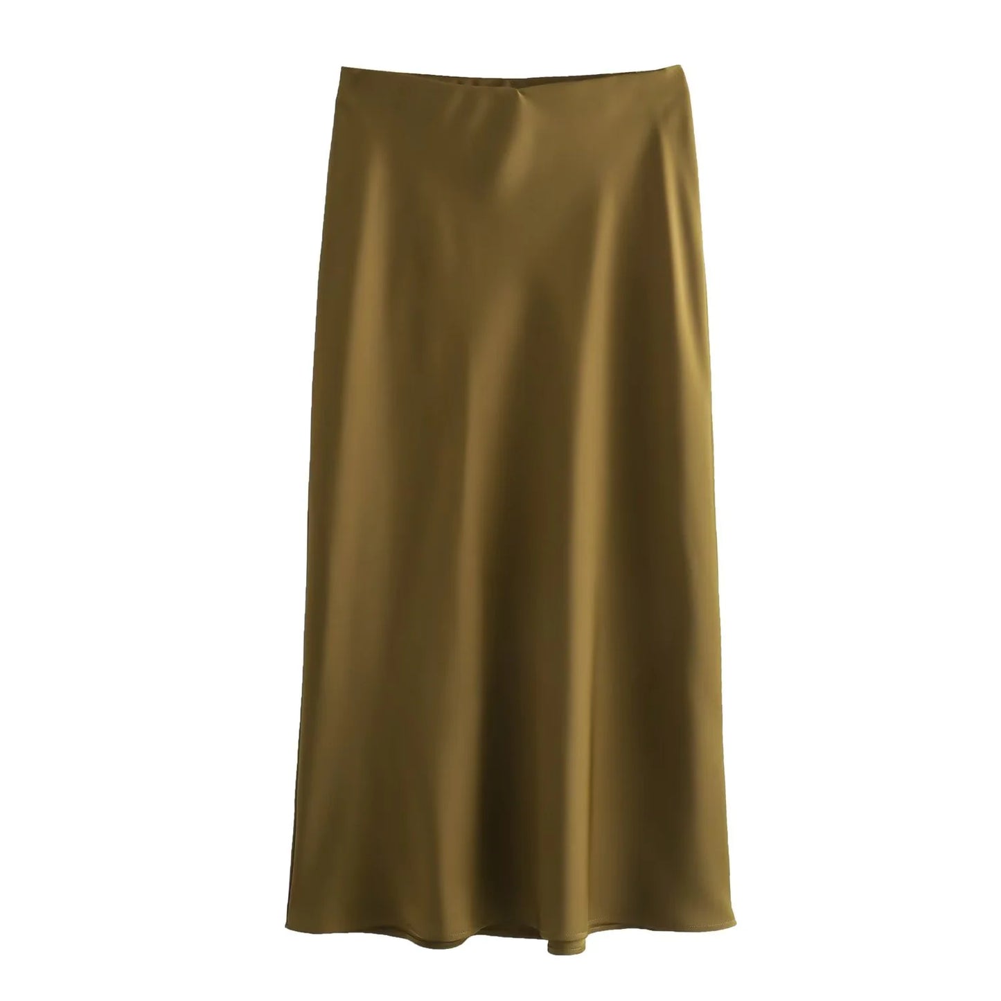 Satin High Waist A-Line Skirts