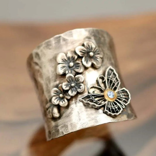 Vintage Butterfly Moonstone Ring