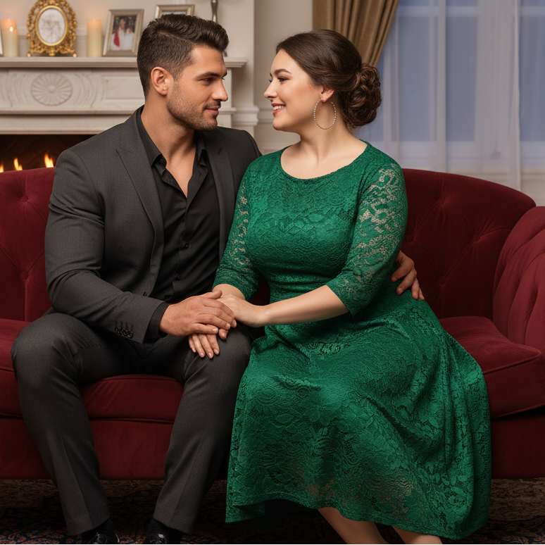 Chic Plus Size Lace Midi Dress