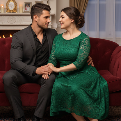 Chic Plus Size Lace Midi Dress