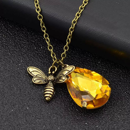 Vintage Amber & Bee Crystal Pendants