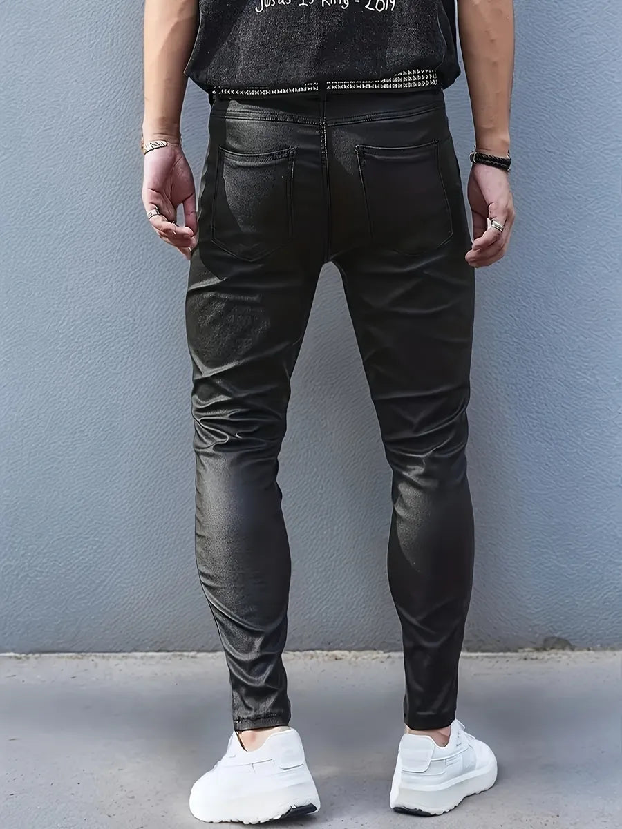 MACCO High-Stretch Vegan Leather Slim-Fit Jeans