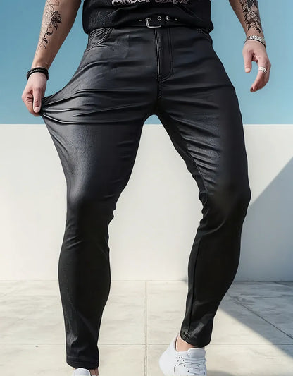 MACCO High-Stretch Vegan Leather Slim-Fit Jeans