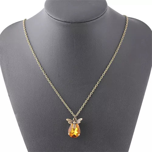 Vintage Amber & Bee Crystal Pendants