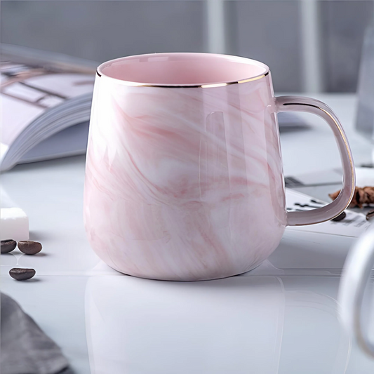 CasaVero's Ceramic Marble Gold Rim Mugs