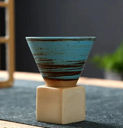 Stoneware Espresso Ceramic Cone Cup and Base