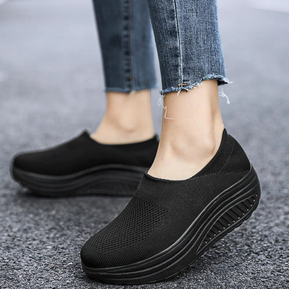 Rolling Sole Mesh Slip-on Platform Sneakers