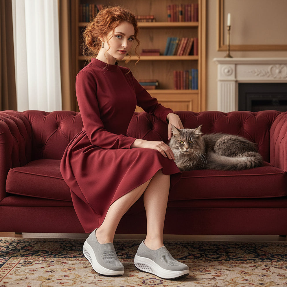 Rolling Sole Mesh Slip-on Platform Sneakers