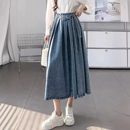 High Waist A-Line Denim Skirts