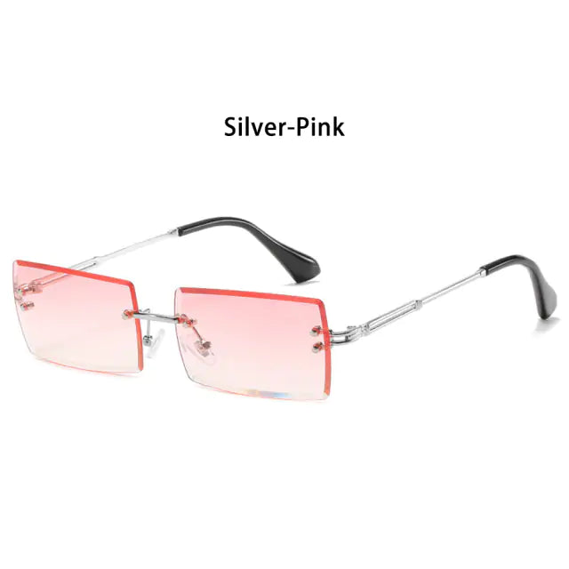 Rimless Small Rectangle Eyewear UV400 Sunglasses