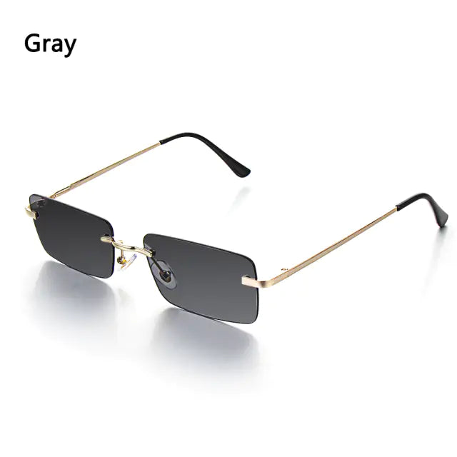 Rimless Small Rectangle Eyewear UV400 Sunglasses