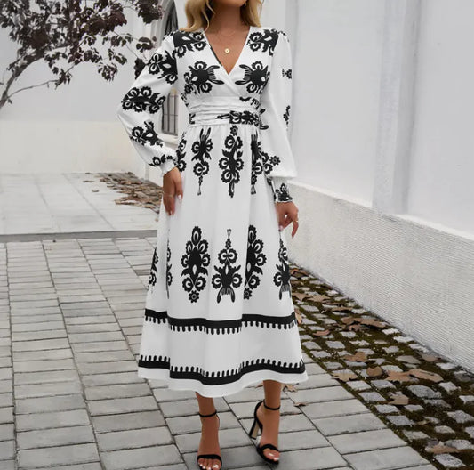 Devine Lantern Sleeve Midi Dress