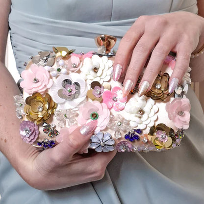 Embellished Floral Evening Clutch Bag