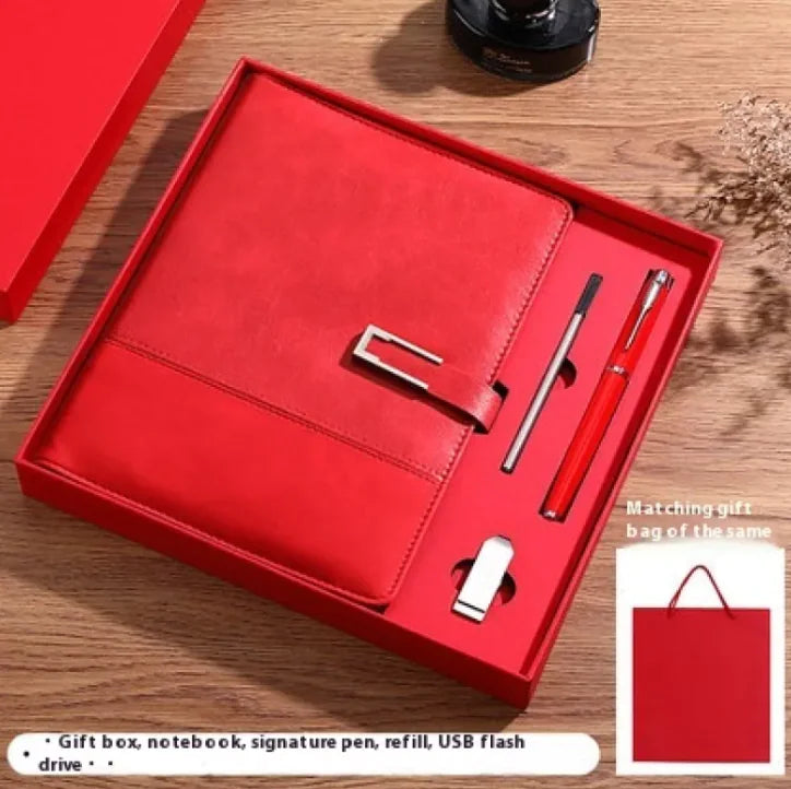 Business Notebook Soft Leather High Grade Gift Set