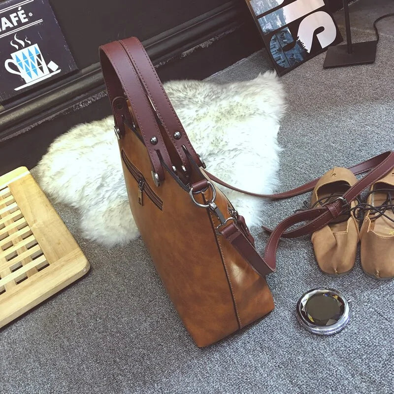 Wax Oil Vegan Leather Handbag