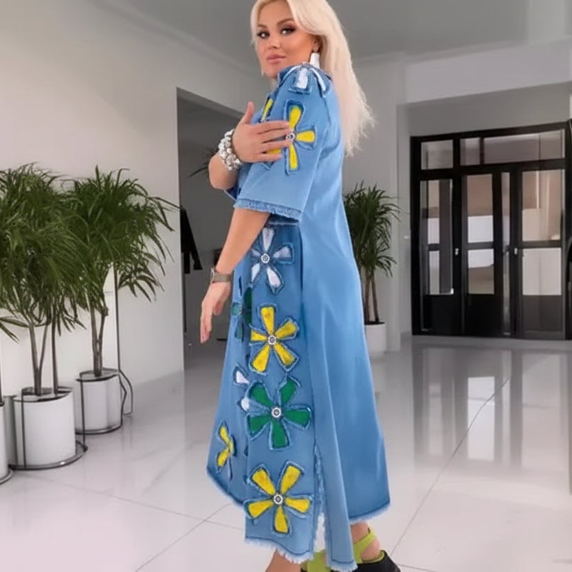 LINA Floral Motif Midi Dress