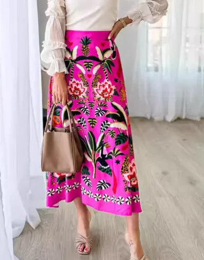 Tropical Rio Floral A-Line Skirt