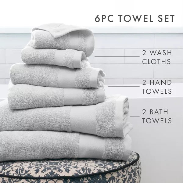 Turkish Cotton Bath Towel Set (6 Pieces)