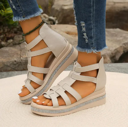 Rhinestone Wedge Platform Sandals