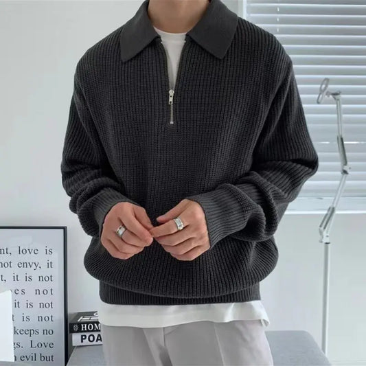Collared Long Sleeve Knit Polo