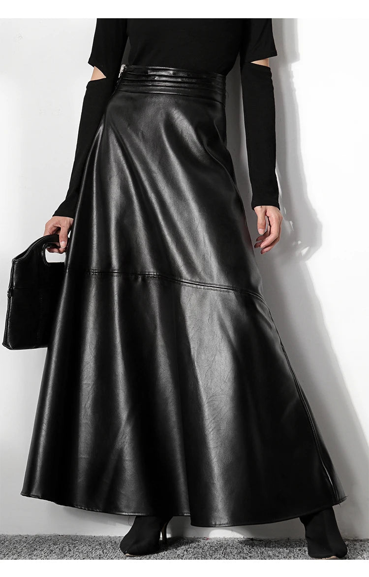 Chic Vintage Maxi Leather Skirts