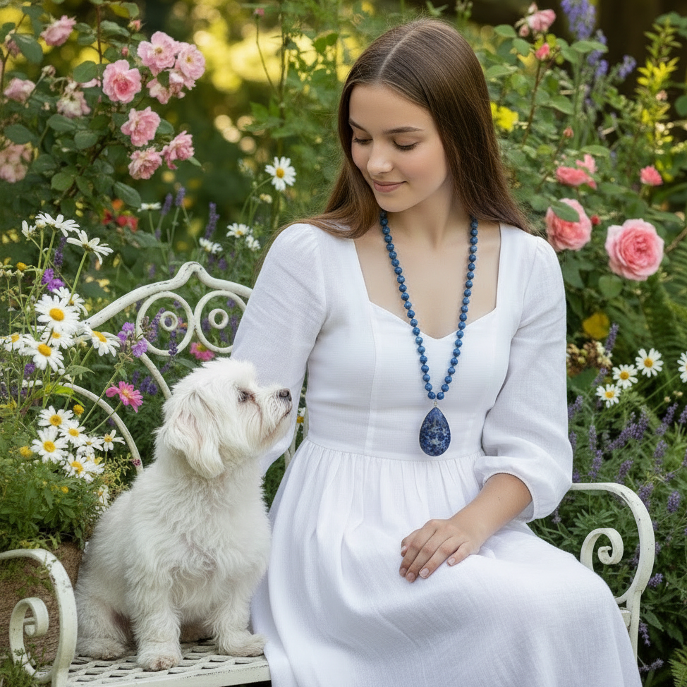 Bohemian Beaded Stone Teardrop Pendant Necklace