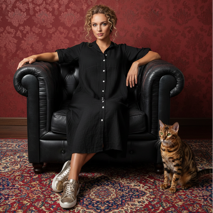 Plus Size Cotton Linen Shirt Dress