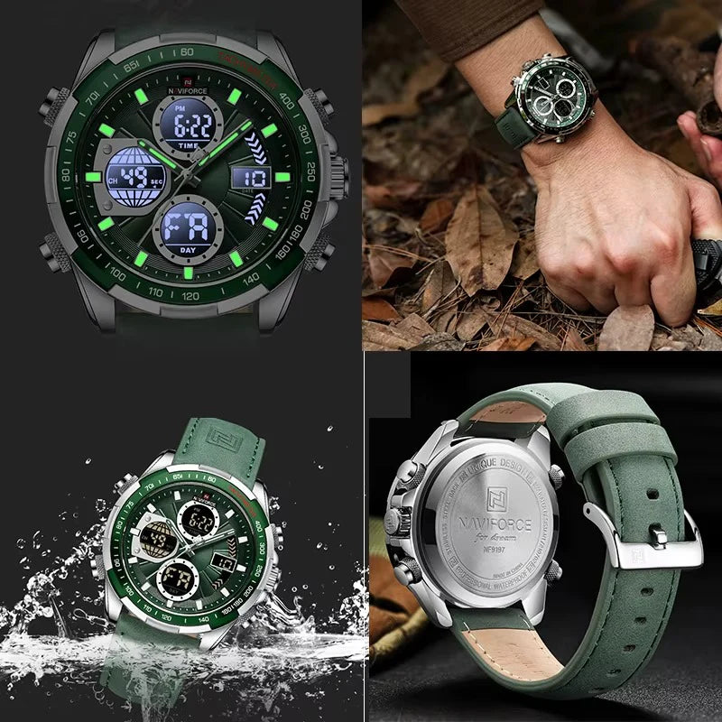 NAVIFORCE Luxury Waterproof Dual Display Sports Quartz Watch