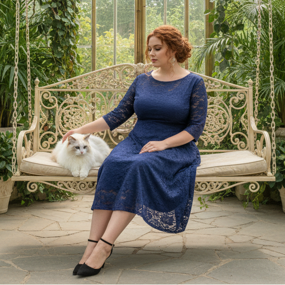 Chic Plus Size Lace Midi Dress