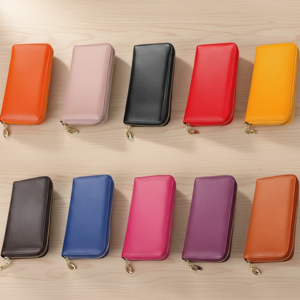 OX KNIGHT Cowhide Leather Multifunctional Zip Wallets