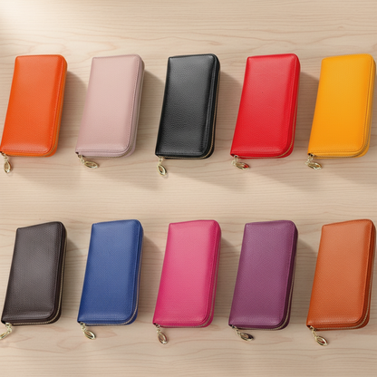 OX KNIGHT Cowhide Leather Multifunctional Zip Wallets