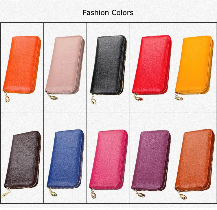 OX KNIGHT Cowhide Leather Multifunctional Zip Wallets