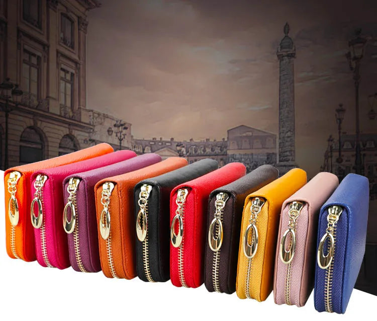 OX KNIGHT Cowhide Leather Multifunctional Zip Wallets