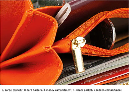 OX KNIGHT Cowhide Leather Multifunctional Zip Wallets