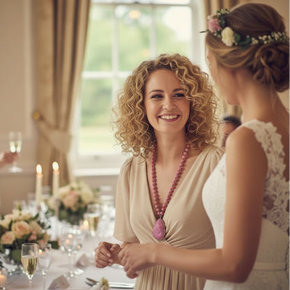Bohemian Beaded Stone Teardrop Pendant Necklace