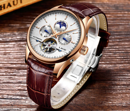 LIGE Belmont Automatic Mechanical Tourbillon Waterproof Watches
