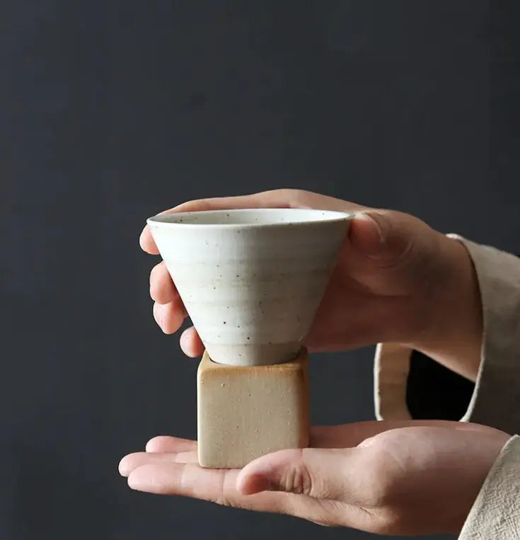 Stoneware Espresso Ceramic Cone Cup and Base