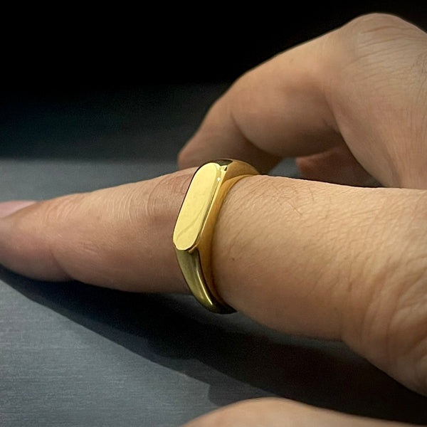 18K Gold Plated Titanium Square Ring