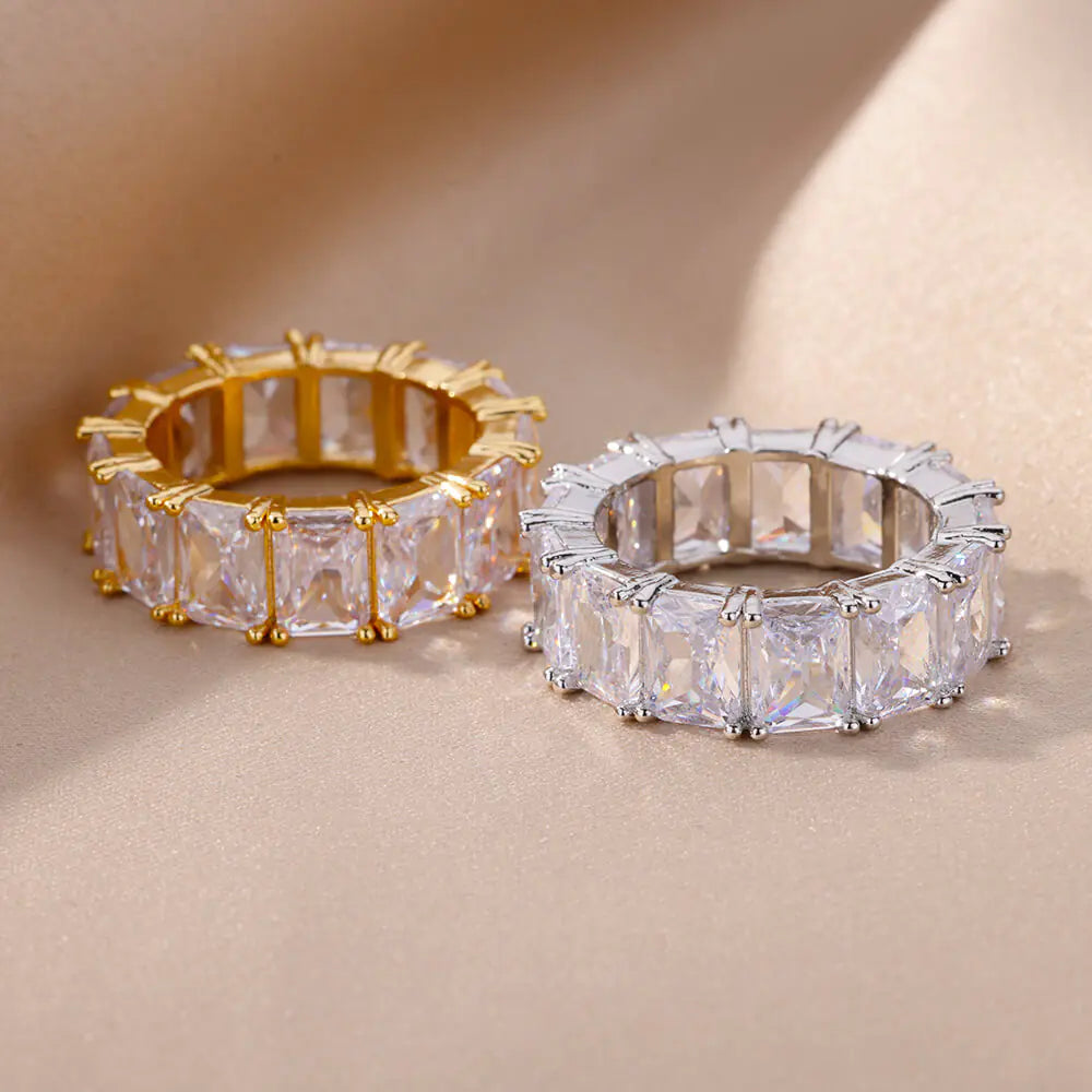 Rectangle Chunky Zircon Rings