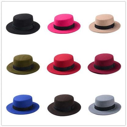 Pork Pie Flat Top Wool Hats