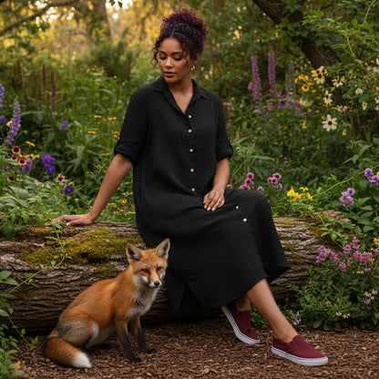 Plus Size Cotton Linen Shirt Dress