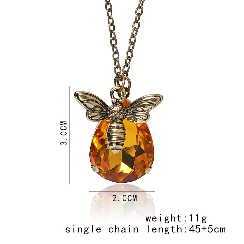 Vintage Amber & Bee Crystal Pendants