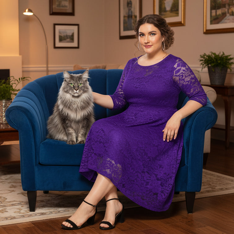 Chic Plus Size Lace Midi Dress