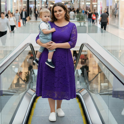 Chic Plus Size Lace Midi Dress